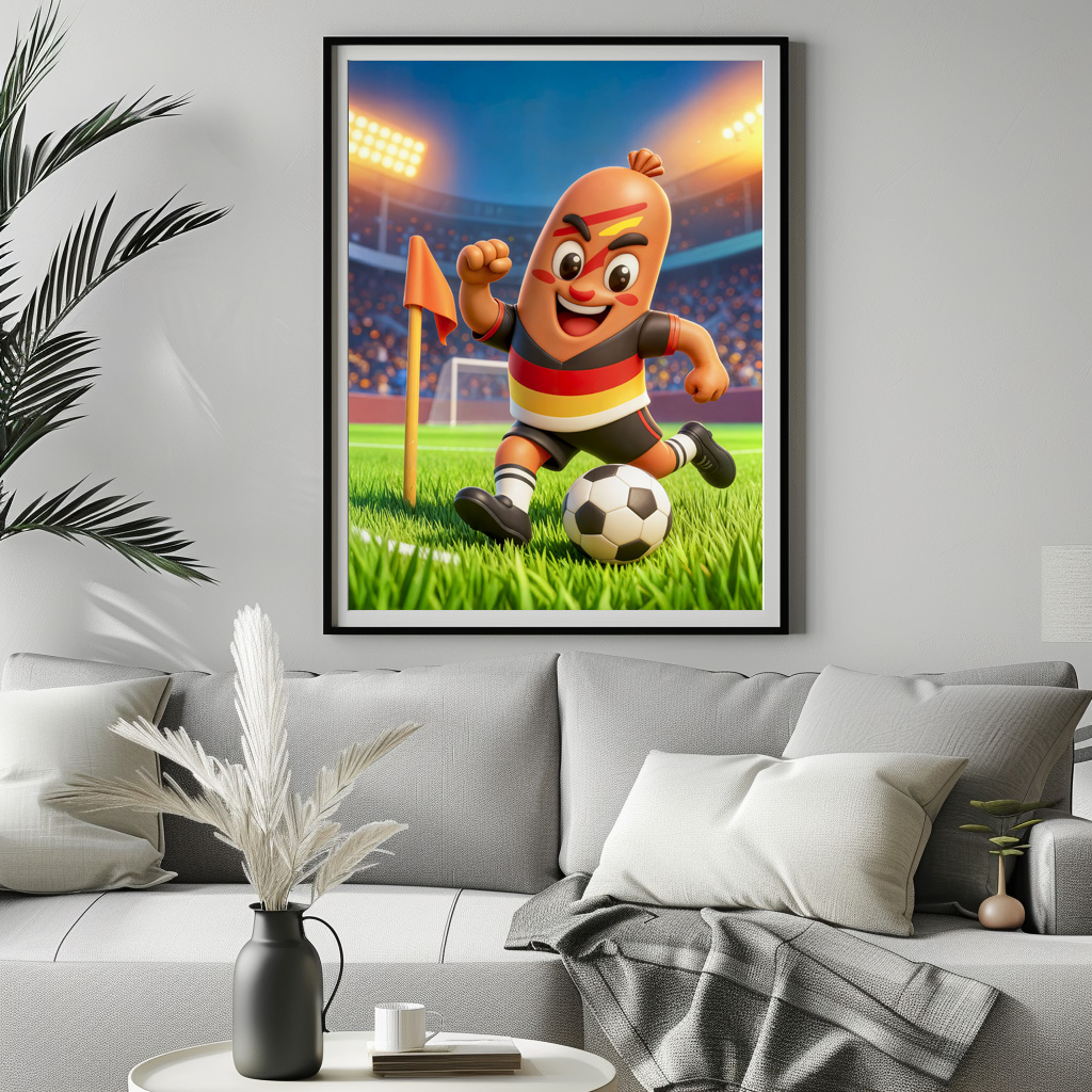 Poster: German bratwurst soccer player on football field – Bild 2
