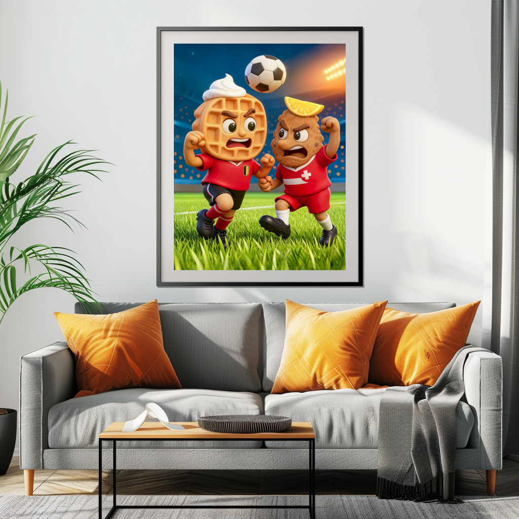 Poster: Belgian waffle versus Austrian schnitzel soccer duel - Image 2