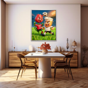 Poster: Dutch tulip versus German beer glass soccer duel