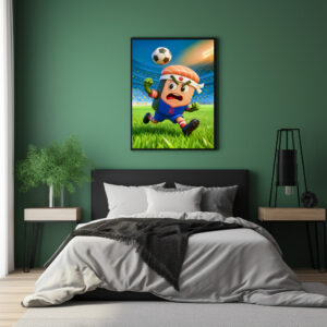 Poster: Japanese sushi roll soccer player in stadium