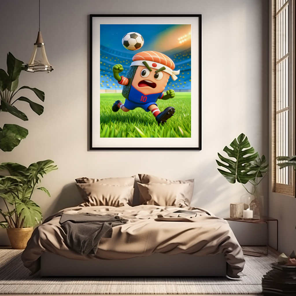 Poster: Japanese sushi roll soccer player in stadium – Bild 2