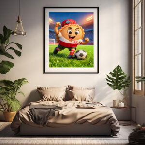 Poster: Polish pierogi soccer player on bright stadium field