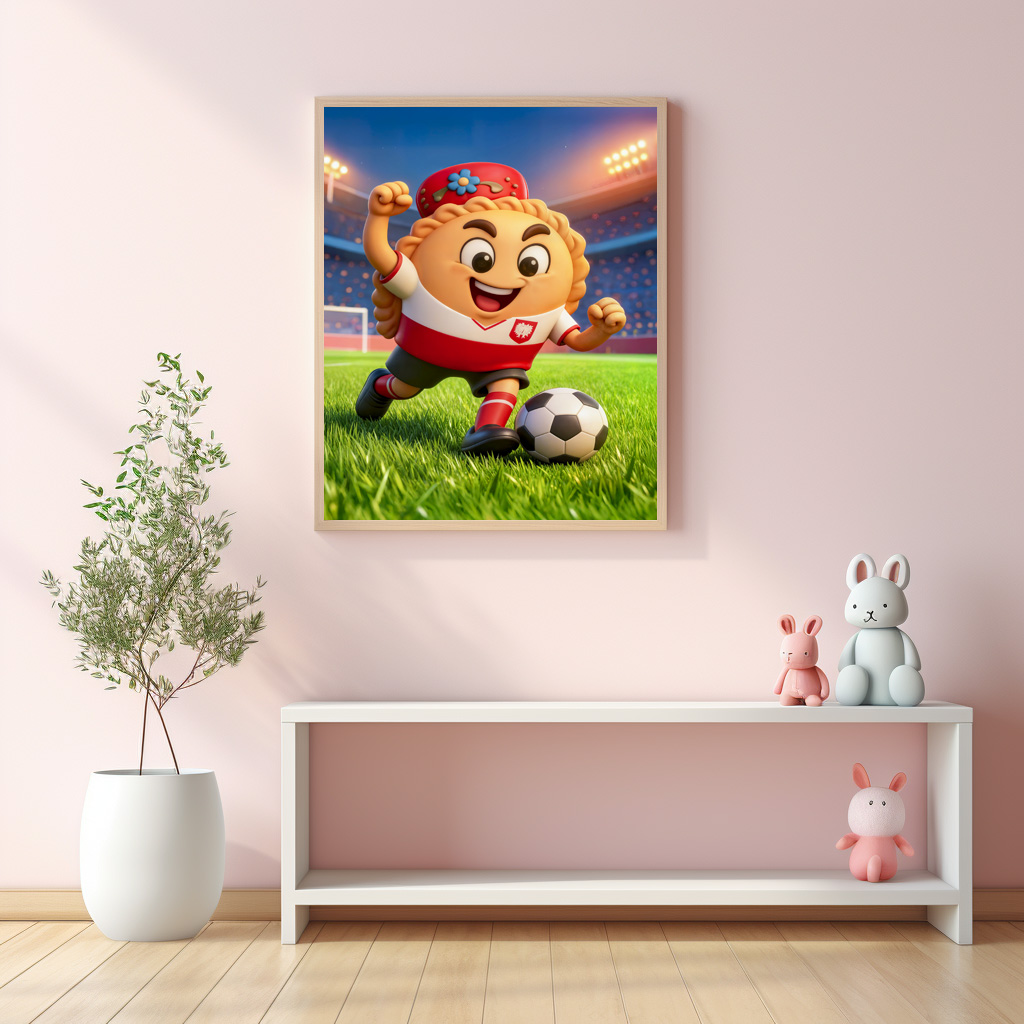 Poster: Polish pierogi soccer player on bright stadium field - Image 3