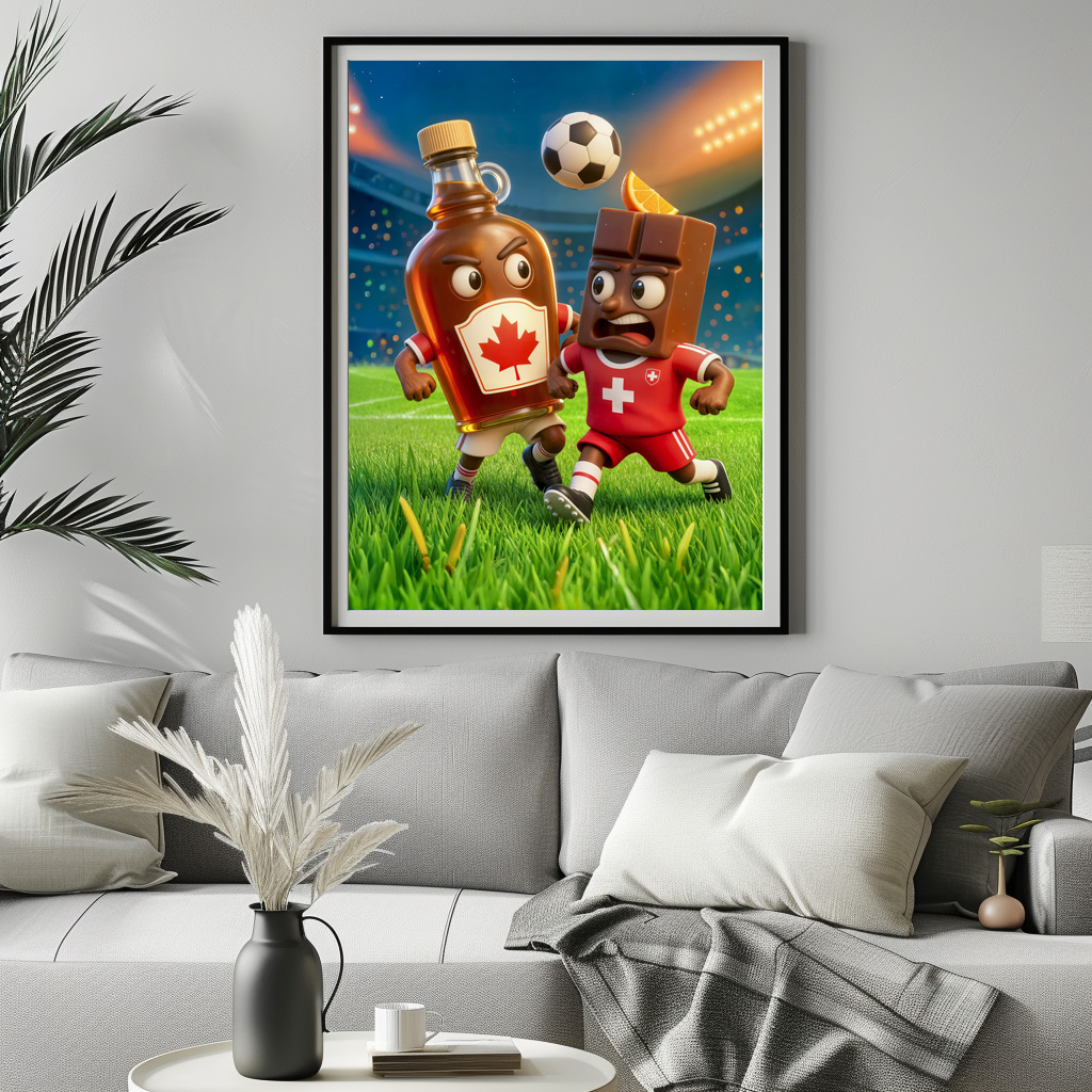 Poster: Canadian maple syrup versus Swiss chocolate soccer duel - Imagen 2