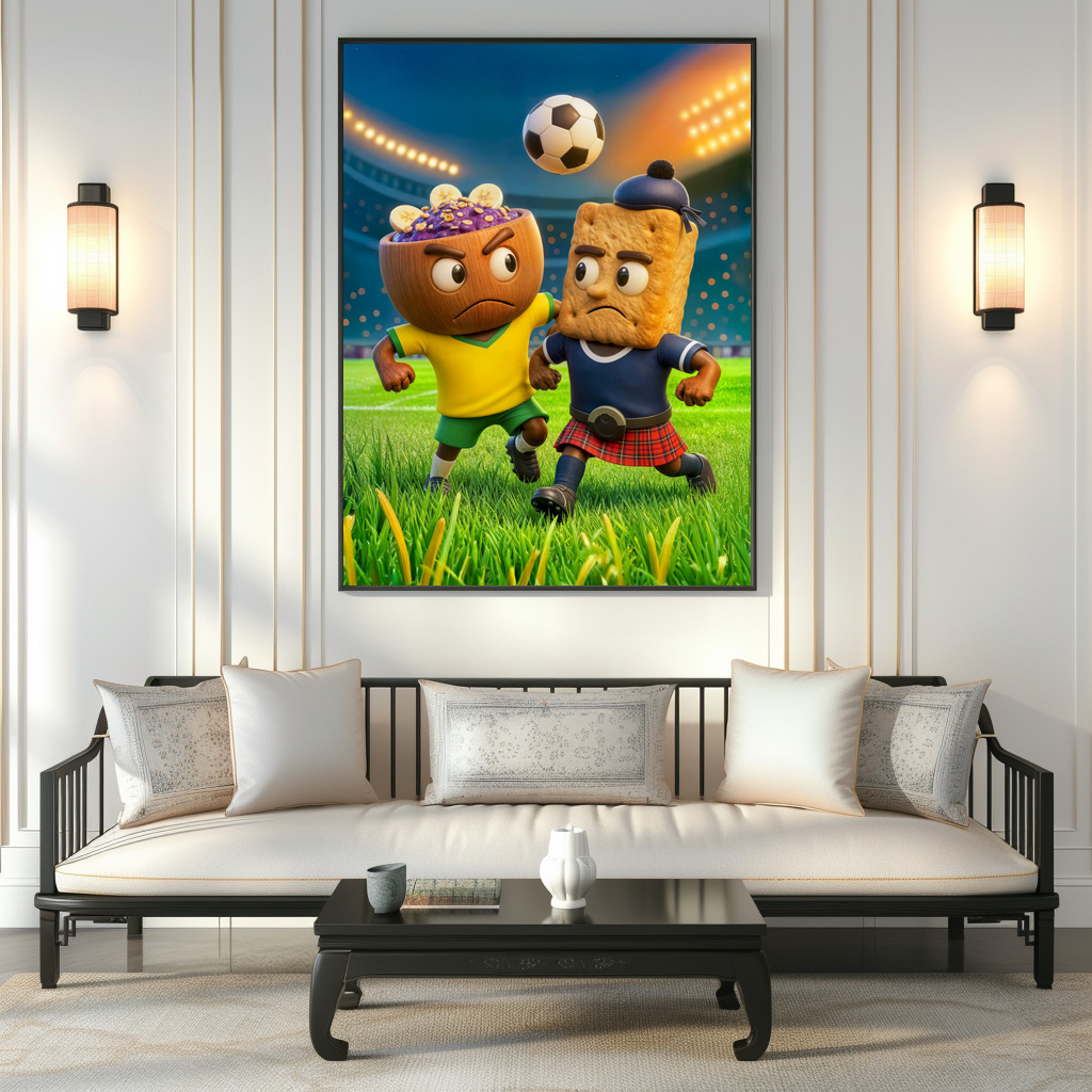 Poster: Brazilian acaí bowl versus Scottish shortbread soccer duel – Image 2