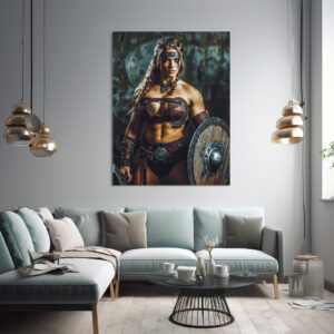 Poster: Fierce Valkyrie Warrior With Battle Shield