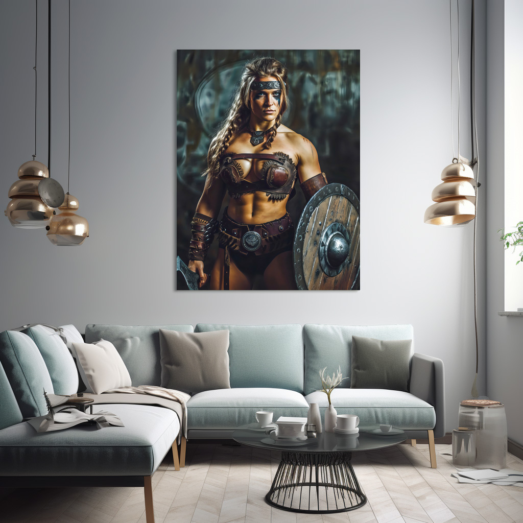 Poster: Fierce Valkyrie Warrior With Battle Shield
