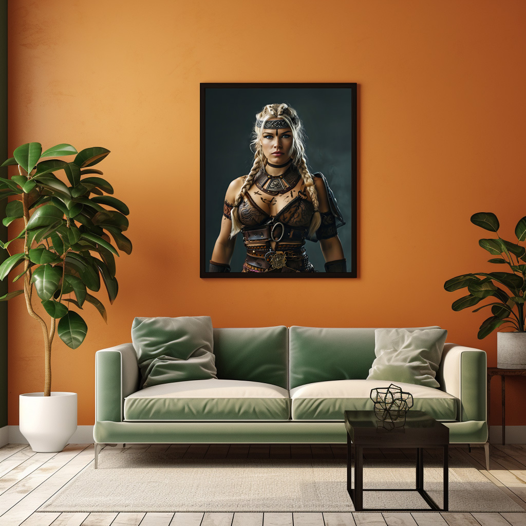 Poster: Fierce Viking Shieldmaiden Wearing Full Battle Armor - Imagen 2