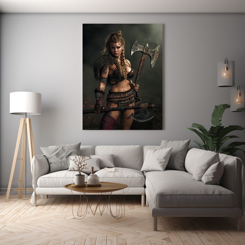 Poster: Battle‑Hardened Valkyrie Bearing Axe And Shield - immagine 3