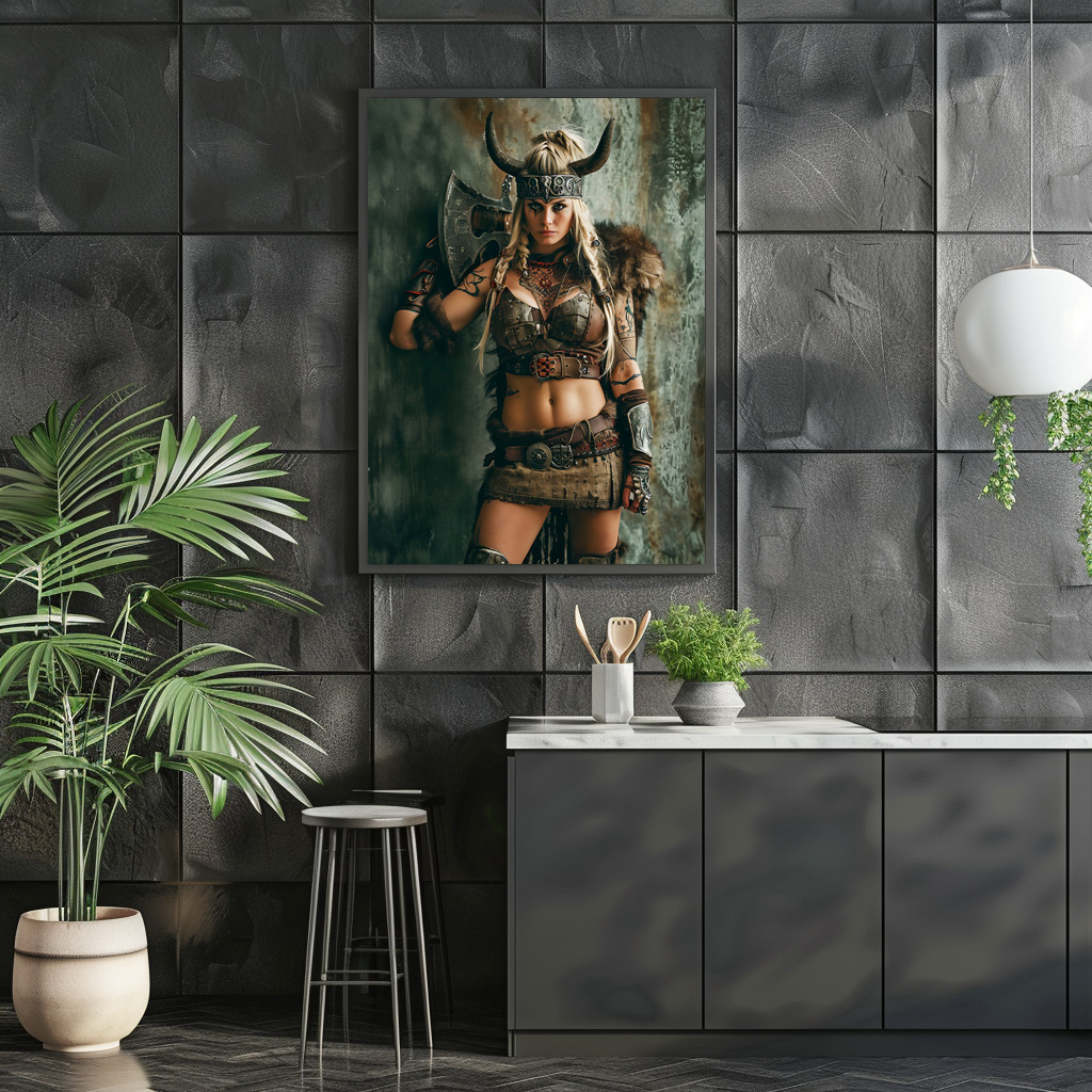 Poster: Majestic Horned Valkyrie Wielding Her Battle Sword – Bild 3