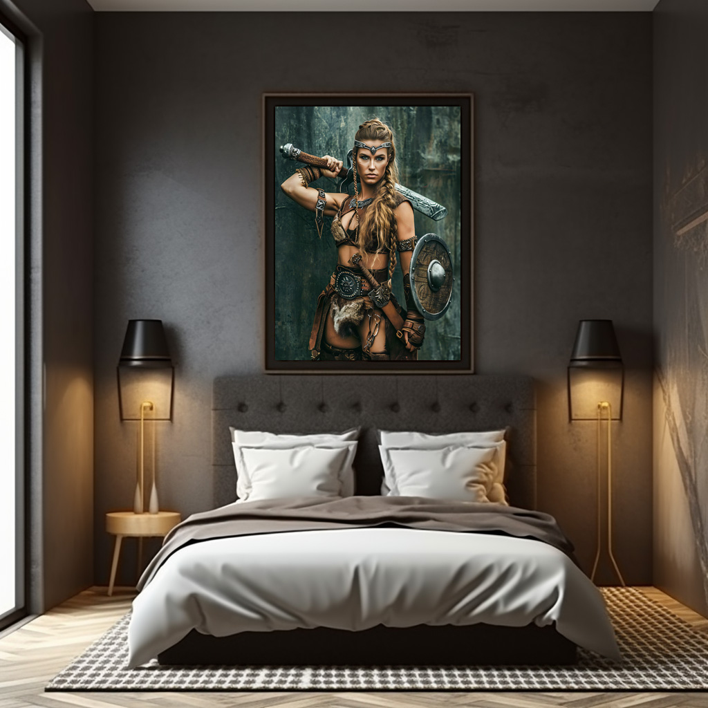 Poster: Nordic Warrior Woman Holding Her Sword With Determination – Image 2