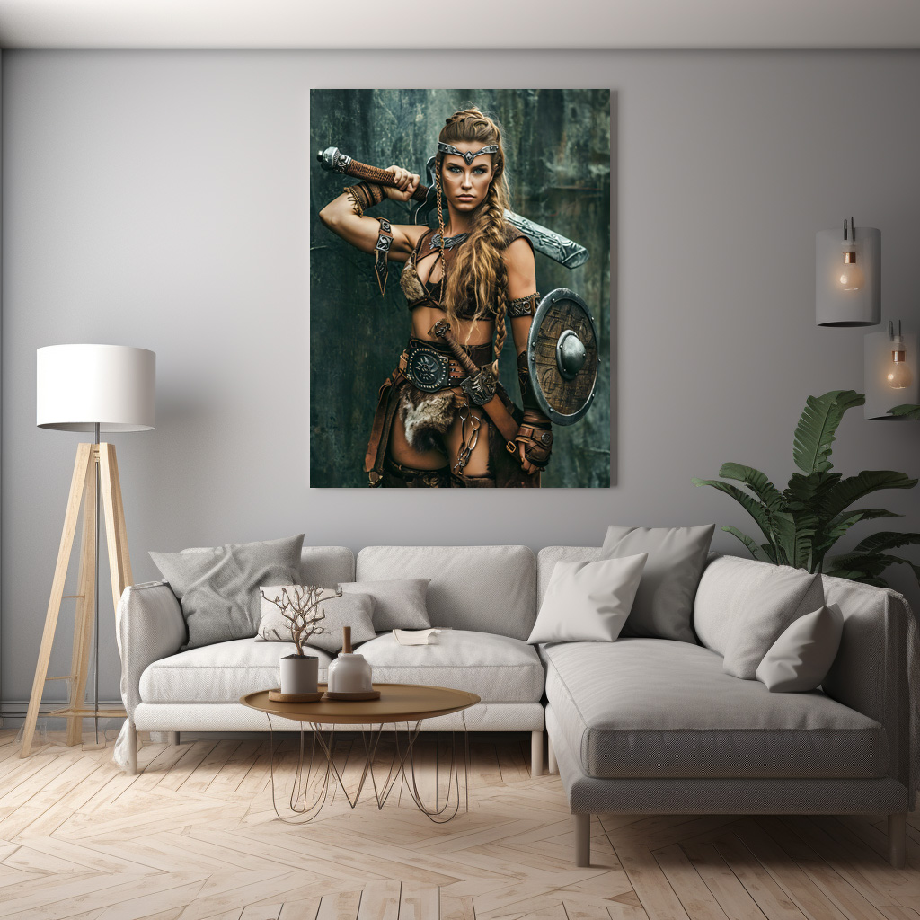 Poster: Nordic Warrior Woman Holding Her Sword With Determination – Image 3