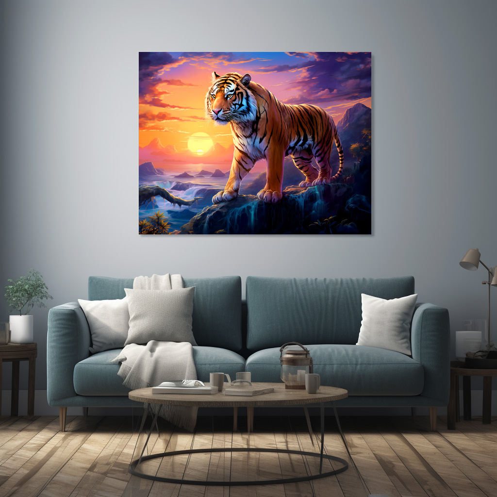 Poster: Majestic Tiger Chinese Zodiac Artistry. Sunset – Image 2