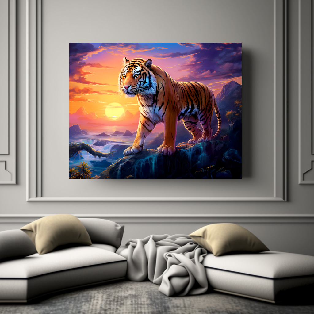 Poster: Majestic Tiger Chinese Zodiac Artistry. Sunset – Image 3