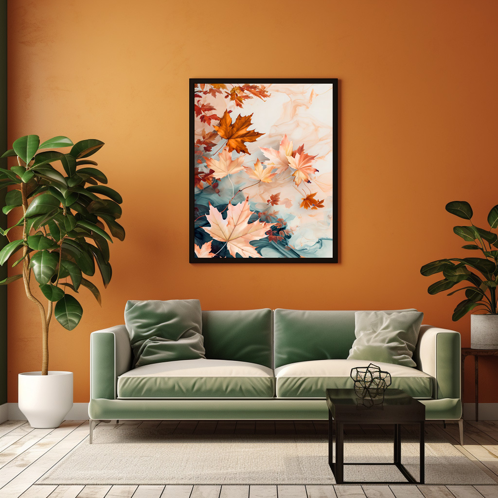 Poster: Pastel-Colored Watercolor Illustration of Vibrant maple Leaves - immagine 2