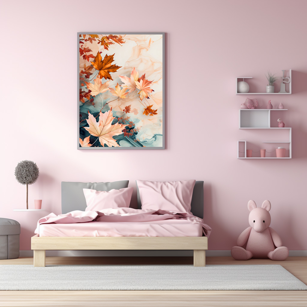 Poster: Pastel-Colored Watercolor Illustration of Vibrant maple Leaves - immagine 3