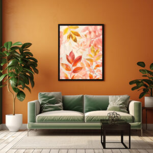 Poster: Watercolor Leaf In Warm Autumn Tones