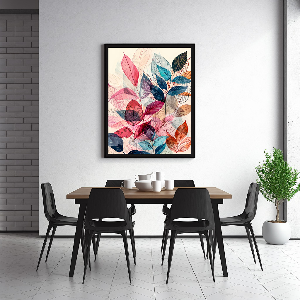 Poster: Pastel-Colored Watercolor Illustration of Vibrant Leaves – Image 3