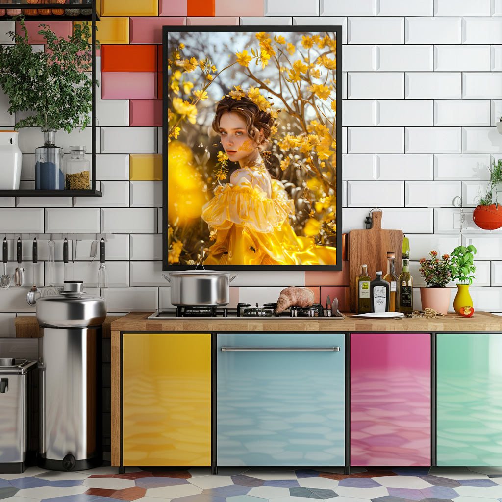 Poster: Queen Bee Woman Posing with Honeybees and Honey - Imagen 2