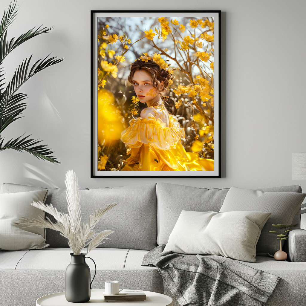 Poster: Queen Bee Woman Posing with Honeybees and Honey - Imagen 3