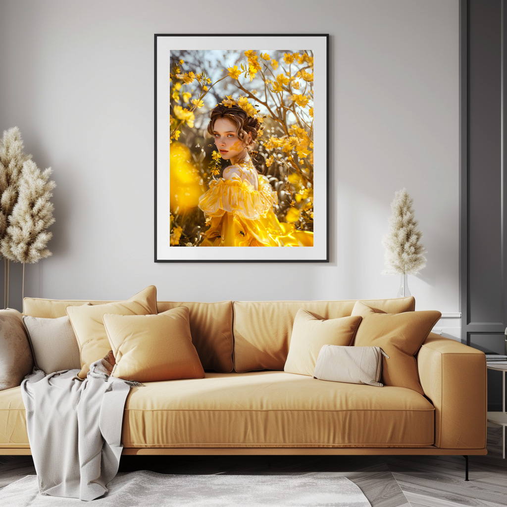 Poster: Queen Bee Woman Posing with Honeybees and Honey