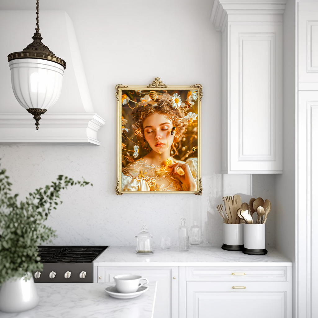 Poster: Queen Bee Woman Posing with Honeybees and Honey - immagine 3