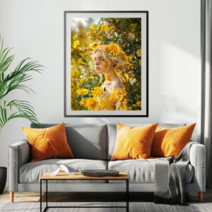 Poster: Queen Bee Woman Posing with Honeybees and Honey