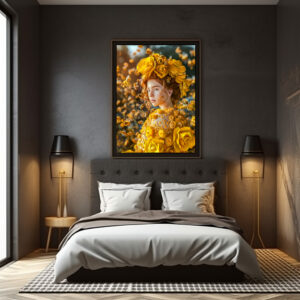 Poster: Queen Bee Woman Posing with Honeybees and Honey