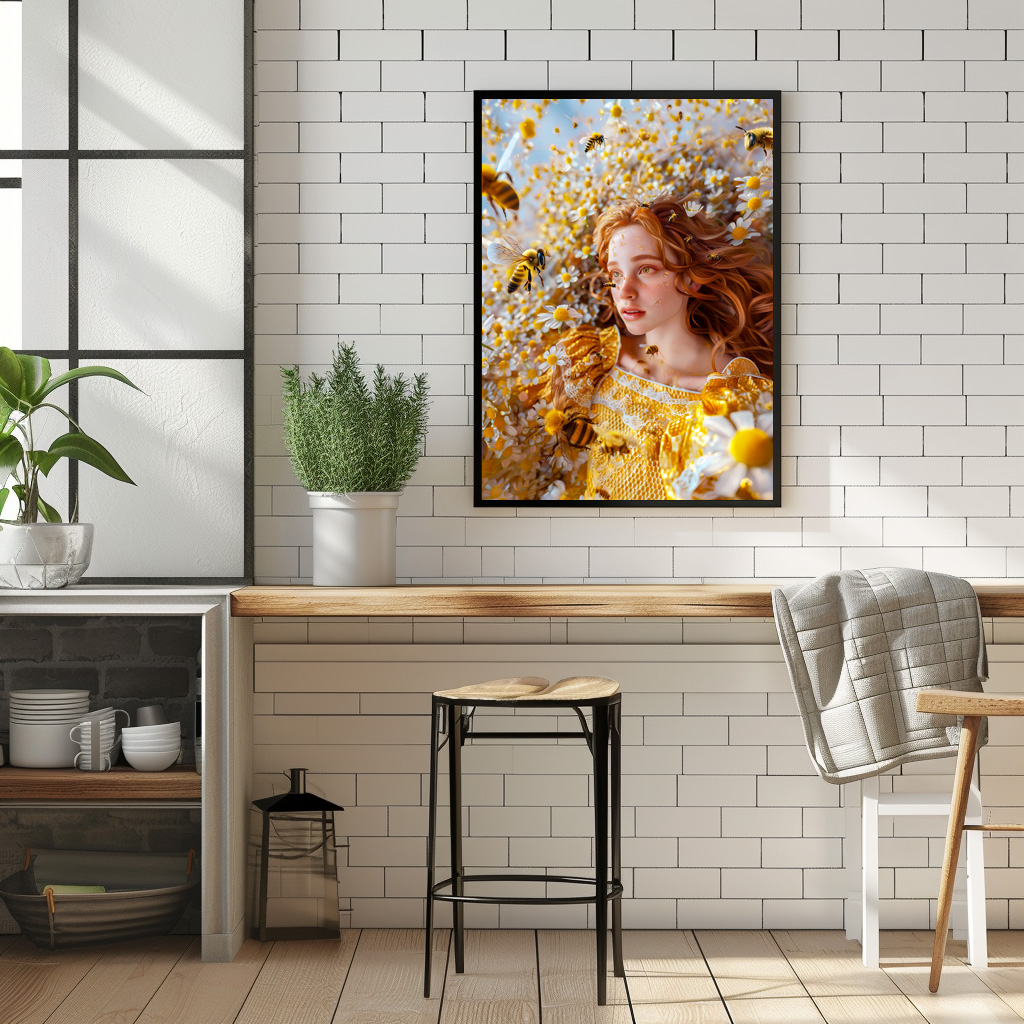 Poster: Queen Bee Woman Posing with Honeybees and Honey – Bild 3