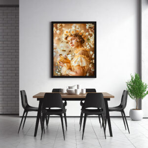 Poster: Queen Bee Woman Posing with Honeybees and Honey