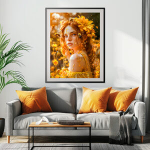Poster: Queen Bee Woman Posing with Honeybees and Honey