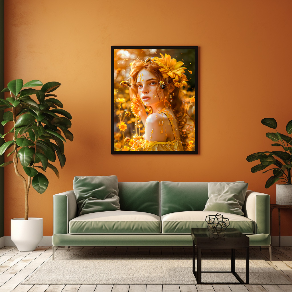 Poster: Queen Bee Woman Posing with Honeybees and Honey - Imagen 2