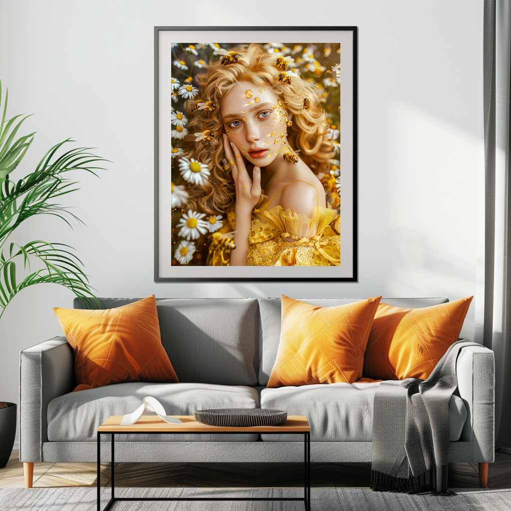 Poster: Queen Bee Woman Posing with Honeybees and Honey - immagine 2