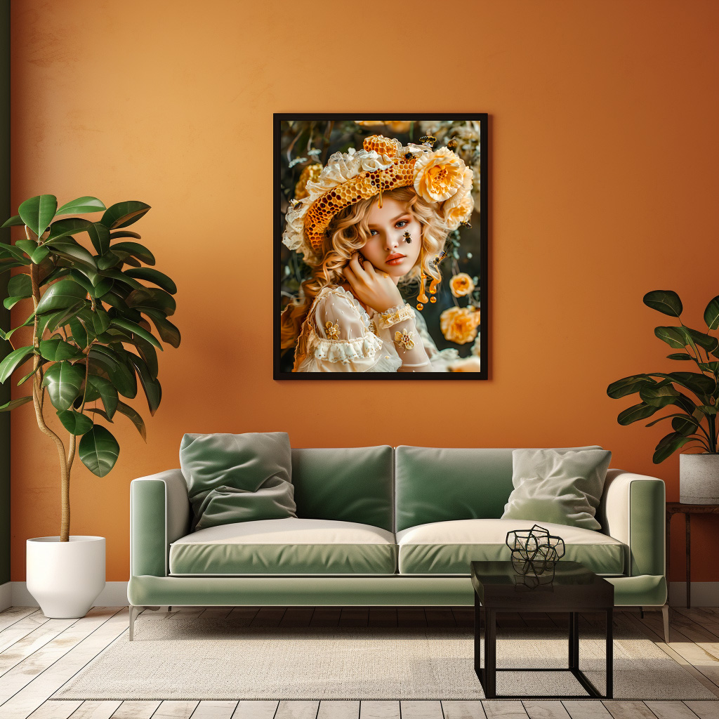 Poster: Queen Bee Woman Posing with Honeybees and Honey - immagine 2