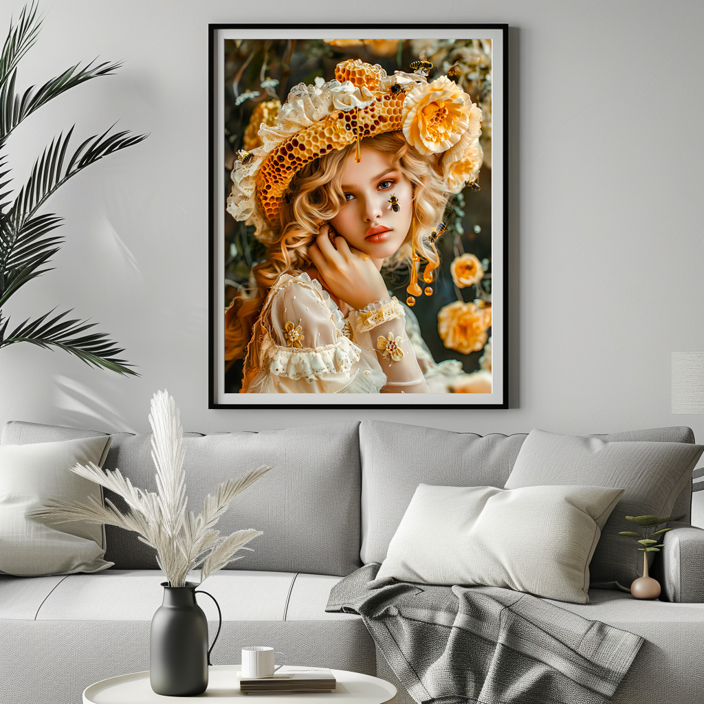 Poster: Queen Bee Woman Posing with Honeybees and Honey - immagine 3