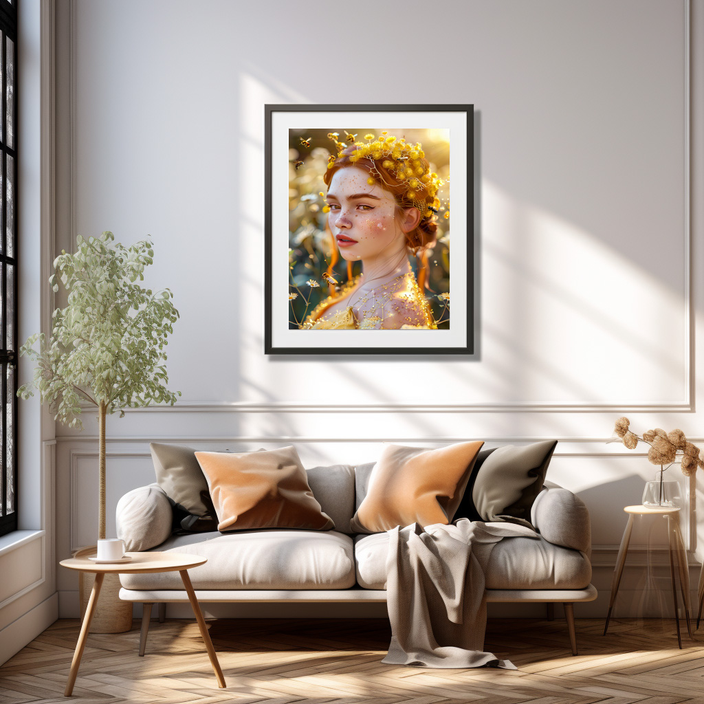 Poster: Queen Bee Woman Posing with Honeybees and Honey – Image 2