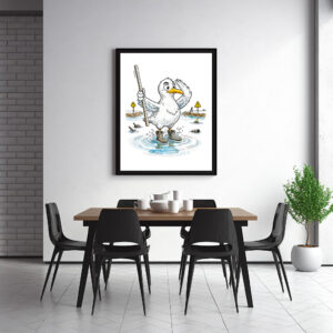 Poster: Comic Bird Flood Gauge Duty