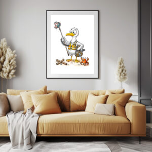 Poster: Comic Bird Beach Cleanup Crew
