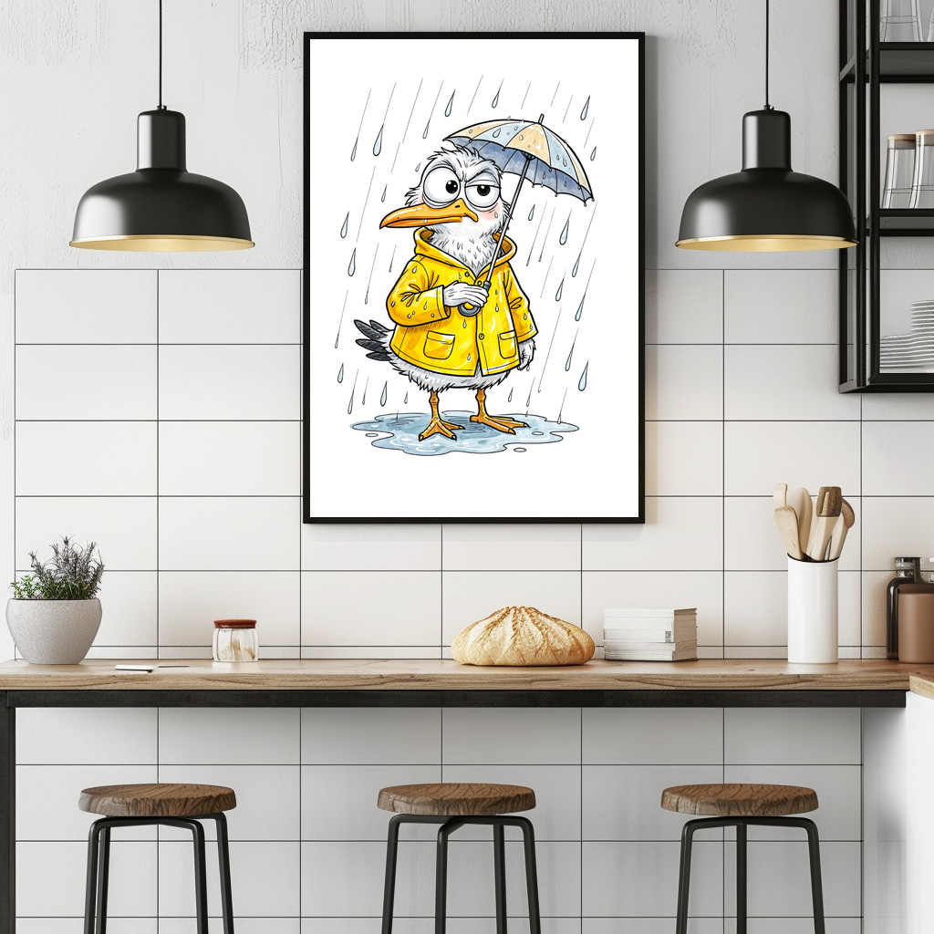 Poster: Comic Bird Rainy Day Duty - Image 2