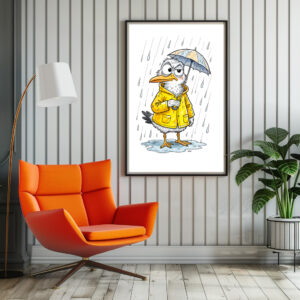 Poster: Comic Bird Rainy Day Duty