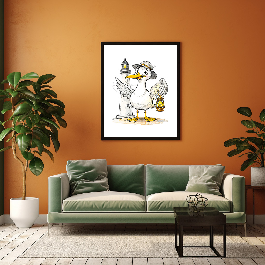 Poster: Seagull Comic Lighthouse Lantern - immagine 2