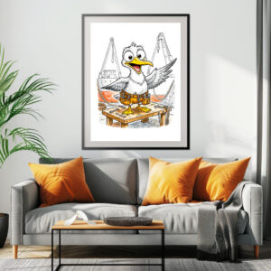 Poster: Comic Bird Shipyard Worker