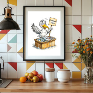 Poster: Seagull at Fresh Fish Stand on the Coast