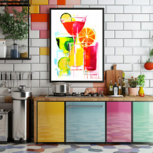 Poster: Ethereal Drinks Abstract Paintings of Colorful Cocktails.