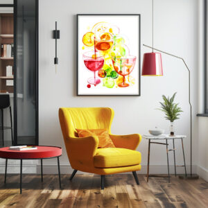 Poster: Abstract Strokes of Flavor Colorful Cocktails Unleashed