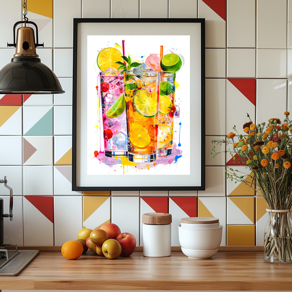 Poster: Abstract Mixes A Symphony of Colors in Cocktail Art.