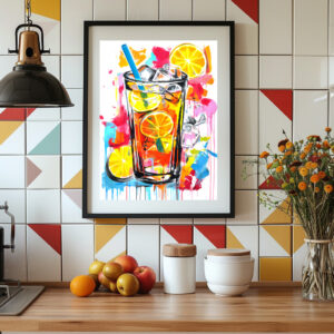 Poster: Vibrant Abstract Cocktails Artful Blends in Bold Hues