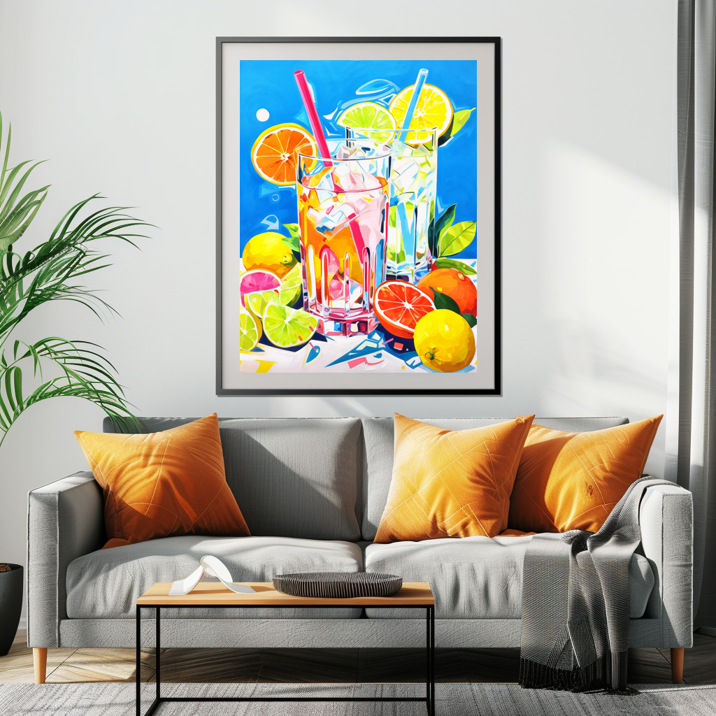 Poster: Abstract Mixes A Symphony of Colors in Cocktail Art.
