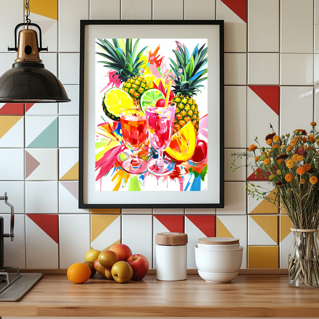 Poster: Colorful Abstract Mixology Vividly Painted Cocktail Creations.