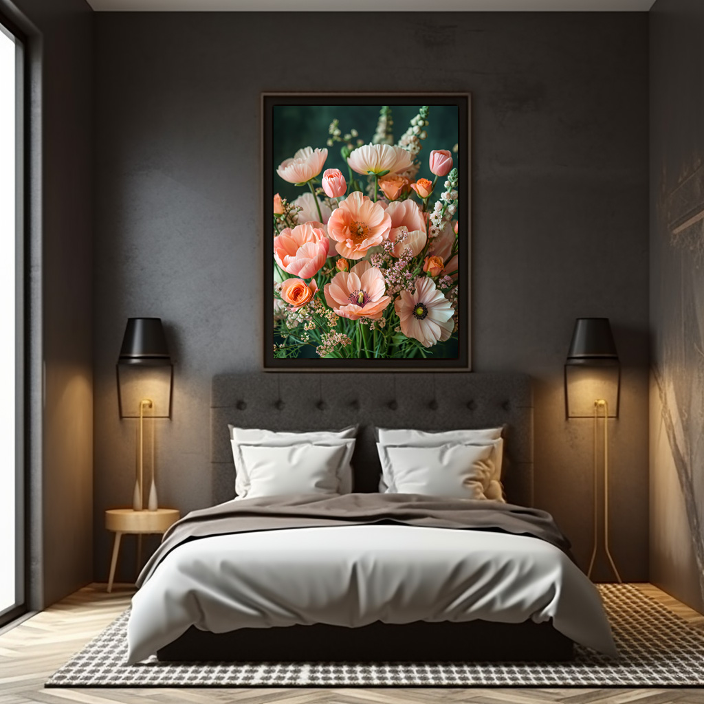 Poster: Peach and Orange Poppy Bouquet Still Life - immagine 2